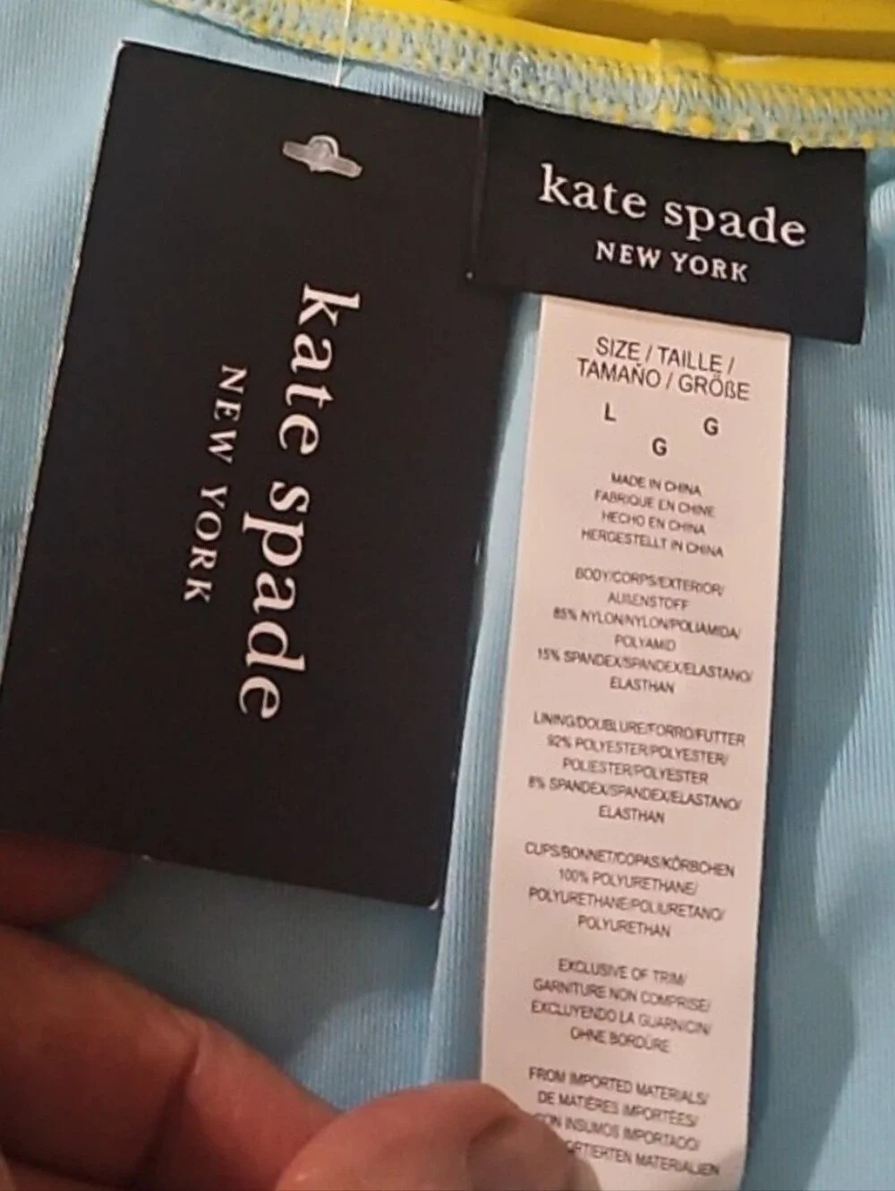 Kate Spade Summer Day Tie Back One Piece Swimsuit Multi Beach Graphic L NWT